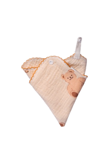 Premium Muslin Baby Bib with Adorable Teddy Bear Print