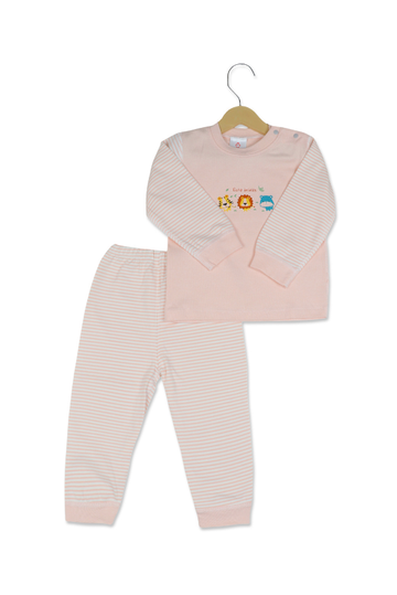 Light Pink Pajama Set with Playful Animal Design