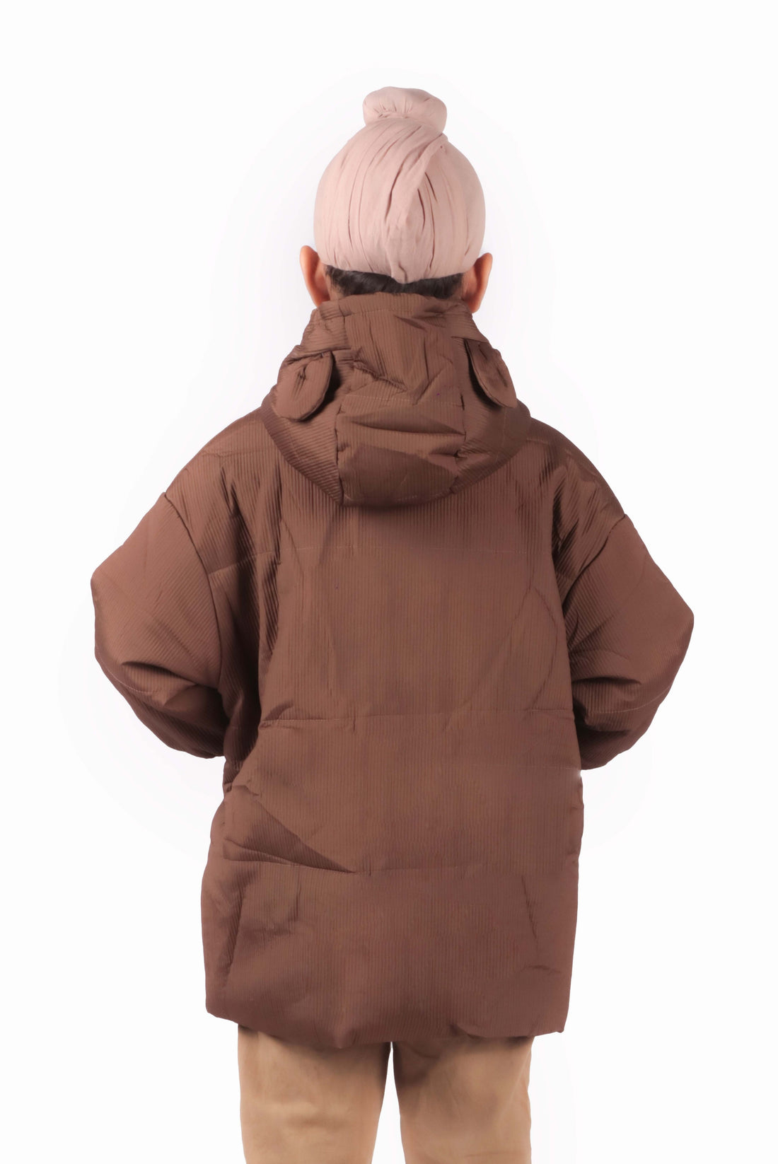 Unisex Classic Brown Hooded Winter Jacket with Ears