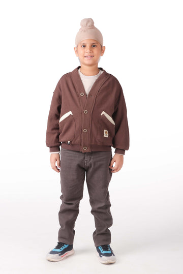 Unisex Button-Up Cardigan with Contrast Pockets