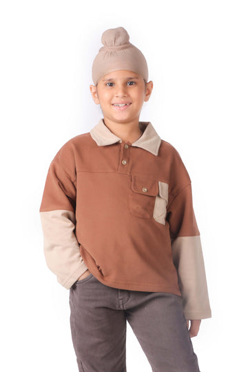 Two-Tone Collared Shirt with Pocket