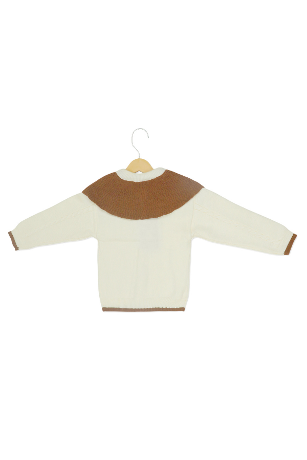 Adorable Two-Tone Sweater with Floral Accents