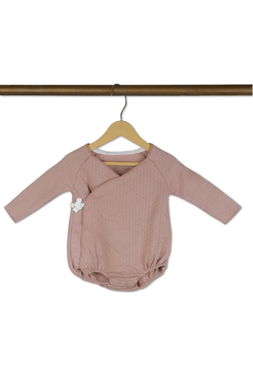 Pink Baby Onesie with White Bow Detail