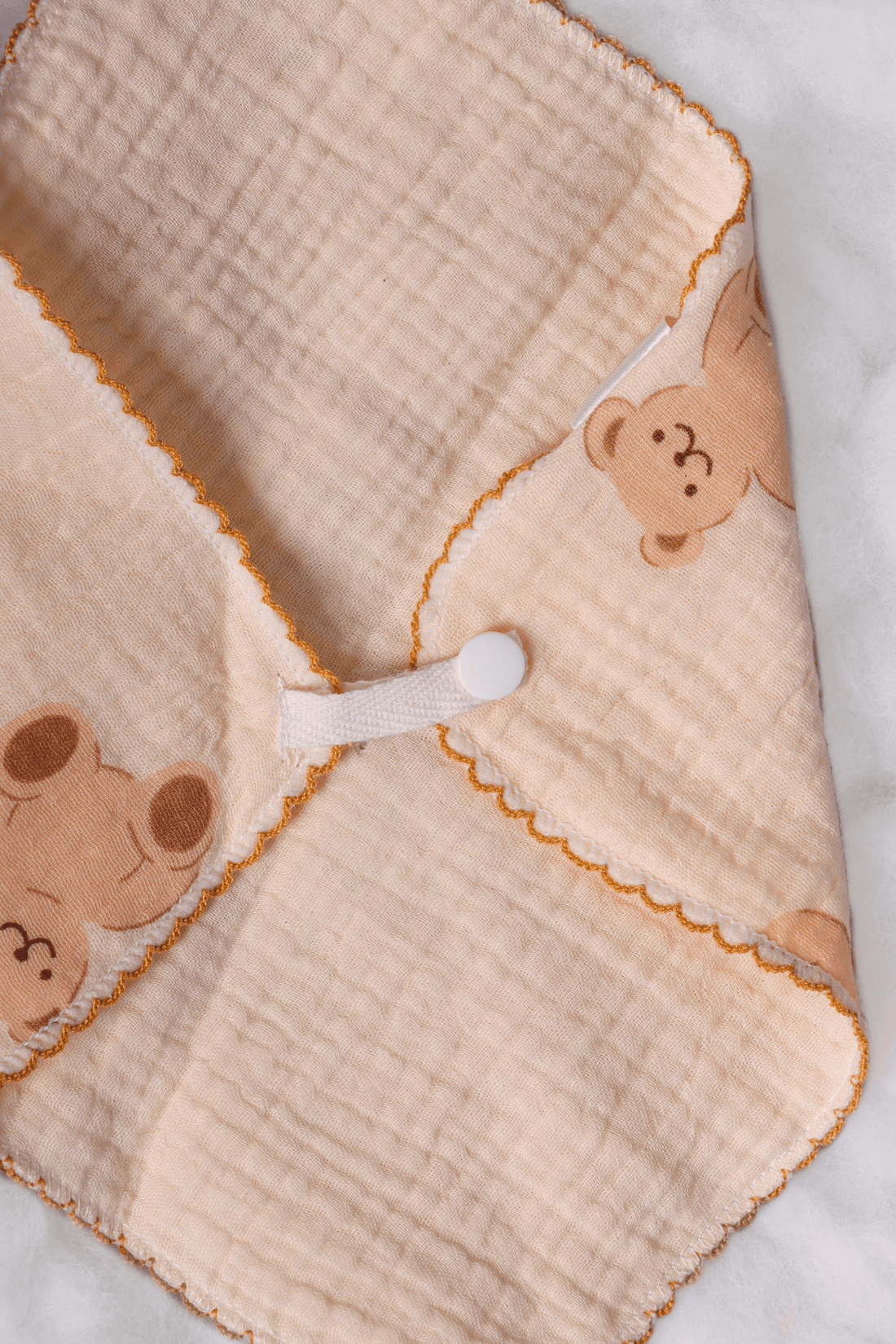 Premium Muslin Baby Bib with Adorable Teddy Bear Print