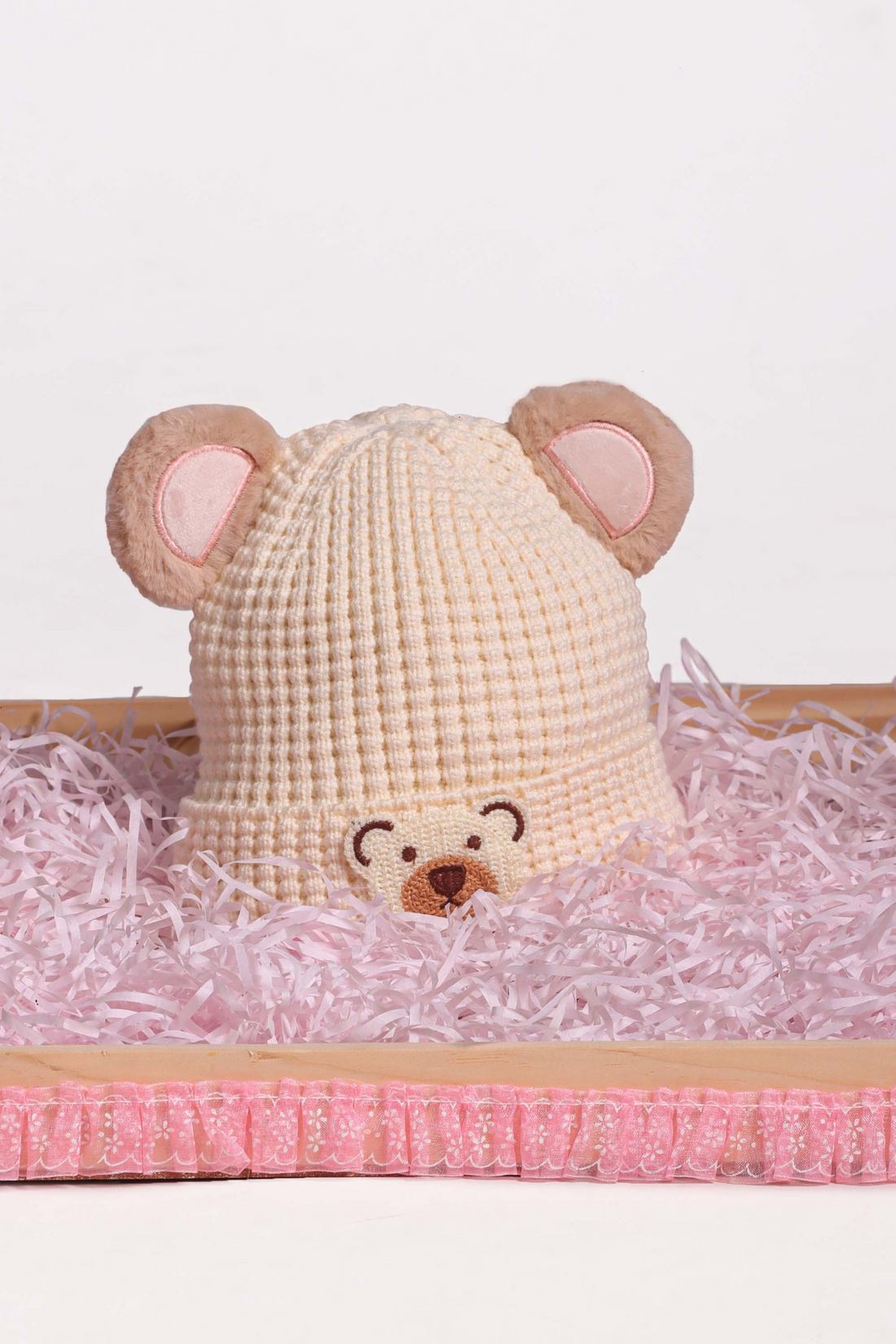 Adorable Baby Knit Hat with Teddy Bear Design