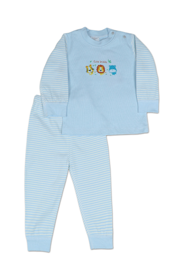 Light Blue Pajama Set with Cute Animals Design