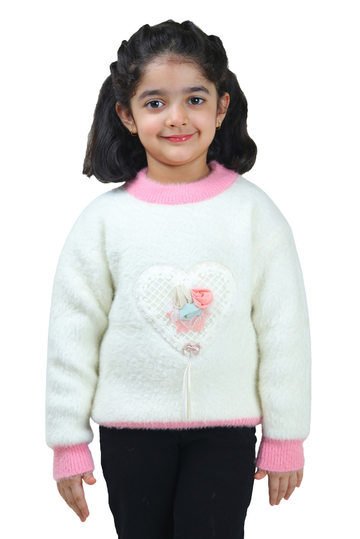 Soft Sweethearts Sweater - White & Pink