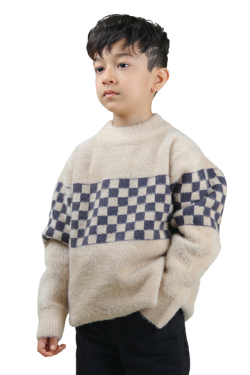 Cozy Checkered Knit Sweater