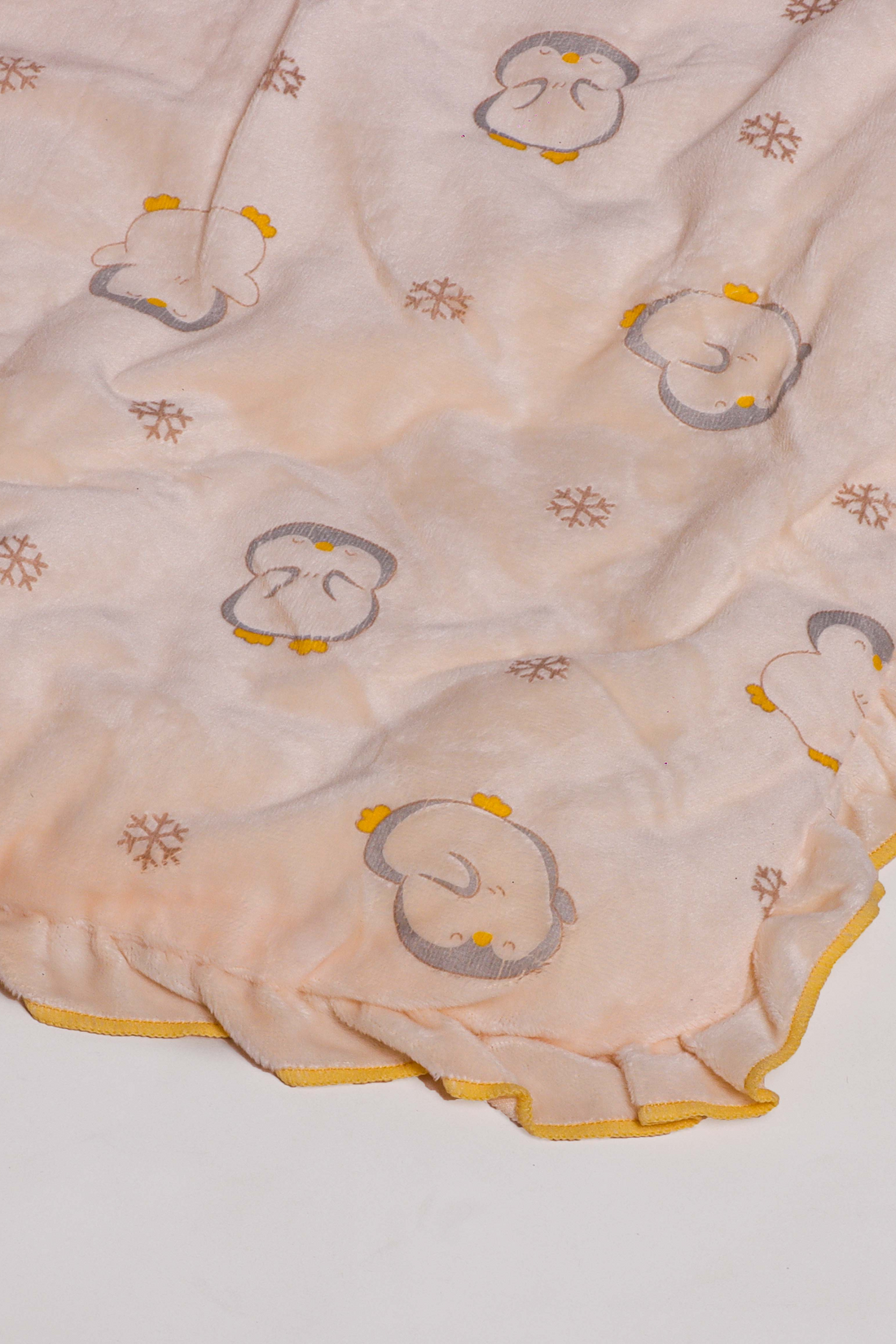 Adorable Yellow Baby Wrapper with Penguin Design