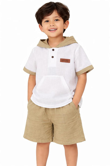 Boys Cotton Hooded T-Shirt and Shorts Set | Summer Casual Outfit | Soft Breathable Clothing Set for Boys