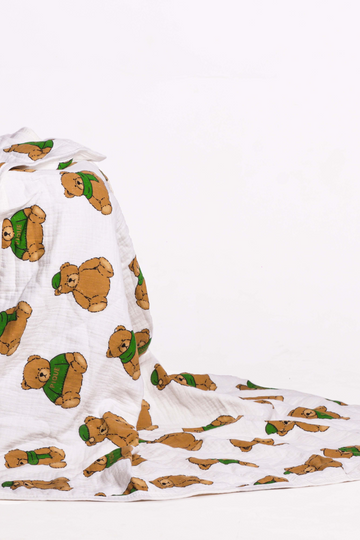 Teddy Bear Muslin Wrapper for Babies
