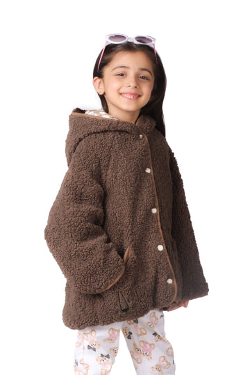 Reversible Fuzzy Jacket (Brown & Plaid)