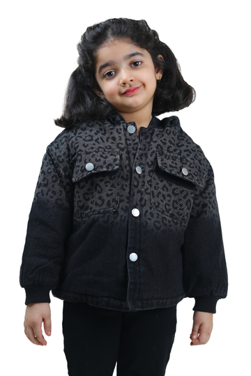 Unisex Black Leopard Print Jacket with Hood